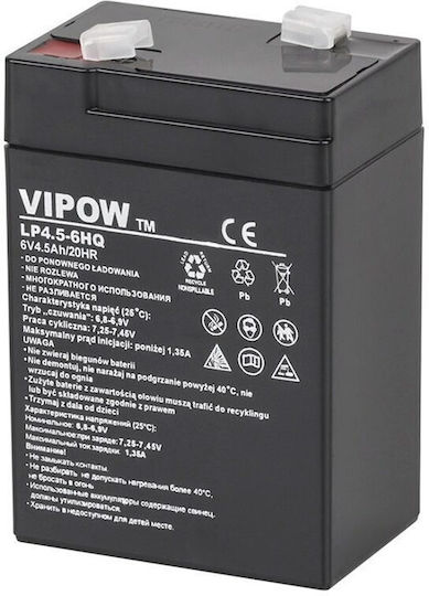 Baterie cu Gel de Plumb 6V 4.5 Ah Fără Întreținere 70x48x100 Mm