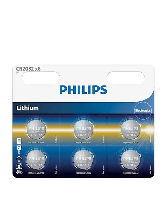 Set 6 Baterii Litiu Philips Cr2032