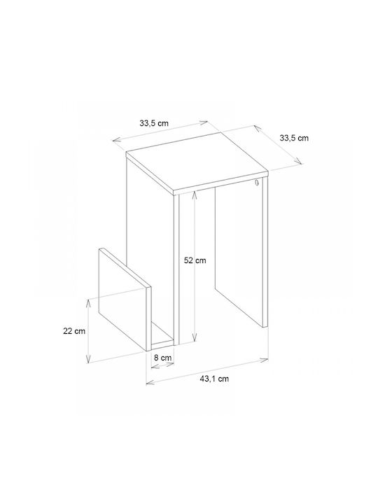 Masă Laterală Rectangulară Regnar Din Lemn Sapphire Oak L43,1xL33,5xÎ52cm