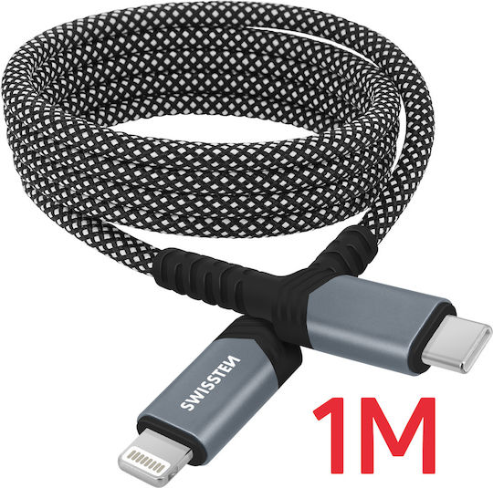 Swissten Cable Usb-c To Lightning 27w Automatic Winding Length 1m Black