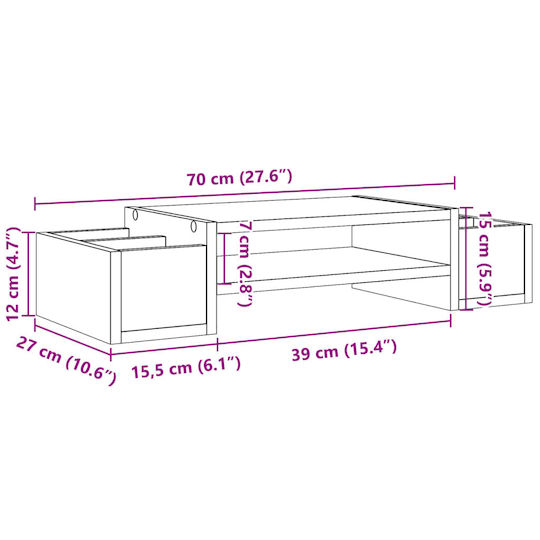 vidaXL Επιτραπέζια Βάση Οθόνης Λευκή (854679)