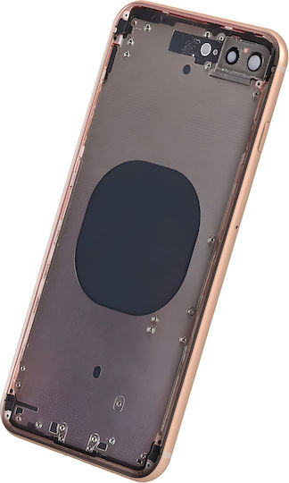 Clappio Frame and Battery Cover for iPhone 8 Plus Gold Rear Window Light Pink