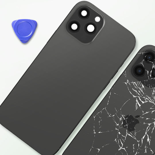 Clappio Frame + Battery Cover Iphone 12 Pro Graphite Grey Rear Window Dark Grey