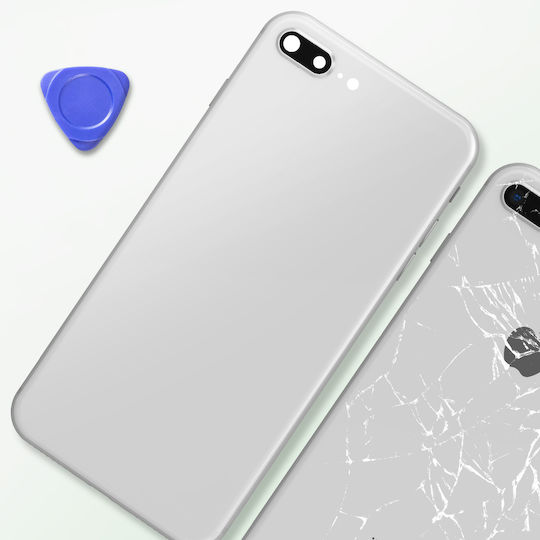 Clappio Frame + Battery Cover Iphone 8 Plus Rear Window White Light Grey
