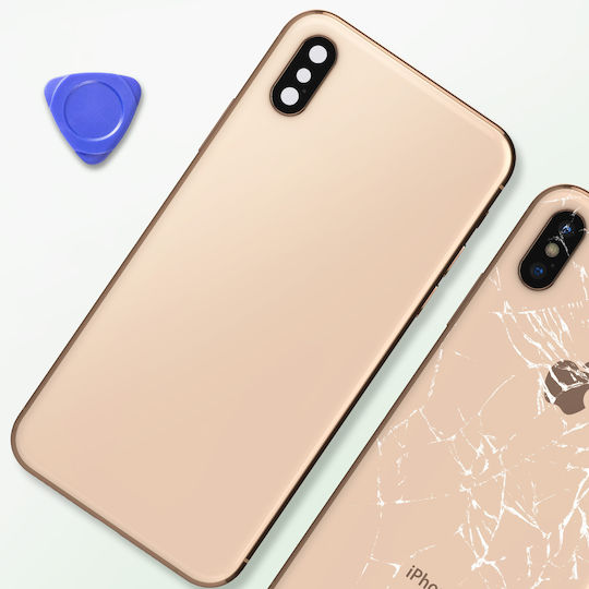 Clappio Frame + Battery Cover Iphone Xs Max Gold Rear Window Light Pink