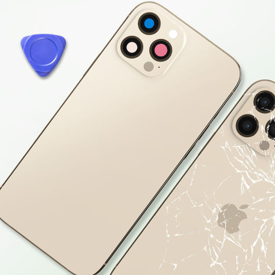Clappio Frame + Battery Cover Iphone 12 Pro Max Old Rear Window Beige