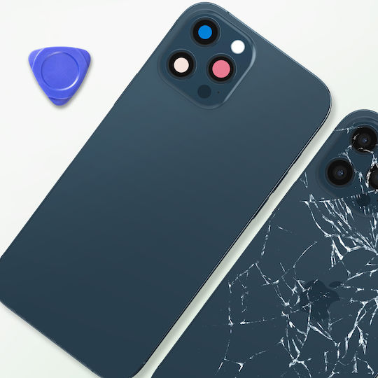 Clappio Frame + Battery Cover Iphone 12 Pro Max Pacific Blue Rear Window Royal Blue
