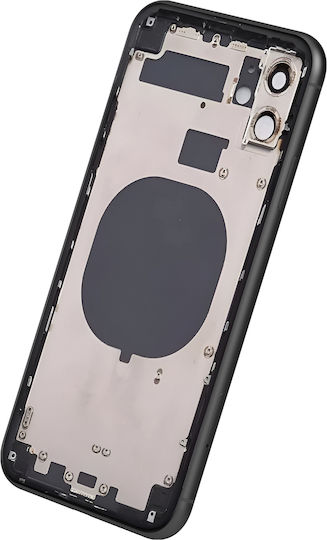 Clappio Рамка + Капак на батерията за Iphone 11 заден прозорец Черен Черен