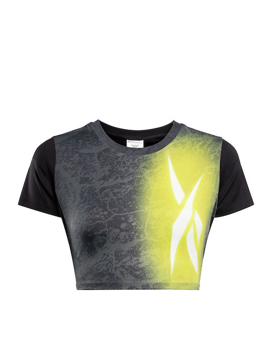 Damen Sport Crop Top Black/Lime