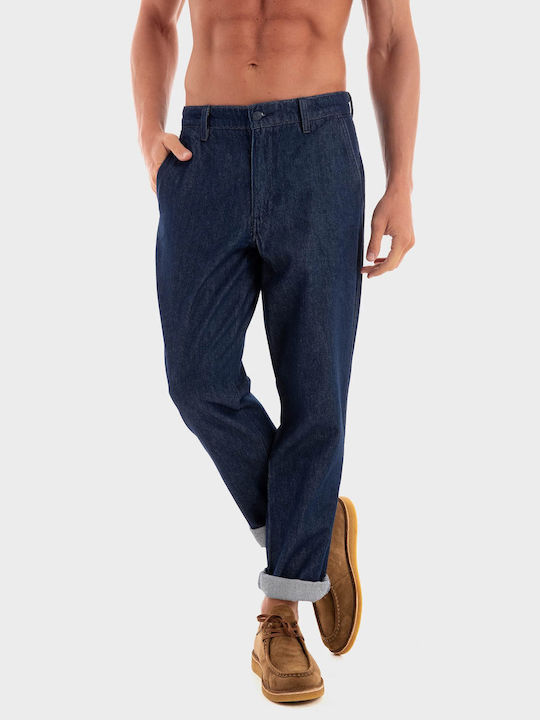 Authentic Men's Jeans Pants with Regular Straight Fit Dark Indigo