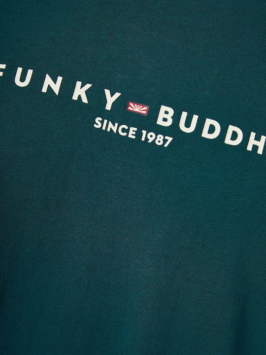 Funky Buddha Bluza Bărbătească cu Mânecă Lungă Verde