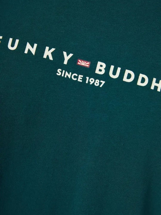 Funky Buddha Bluza Bărbătească cu Mânecă Lungă Green Moss