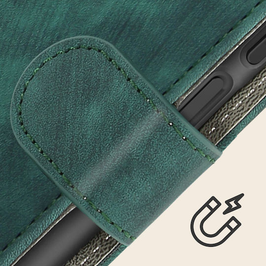 Avizar Hülle Huawei Nova 12i Gebürstete Effekt Wallet Stand Dunkelgrün