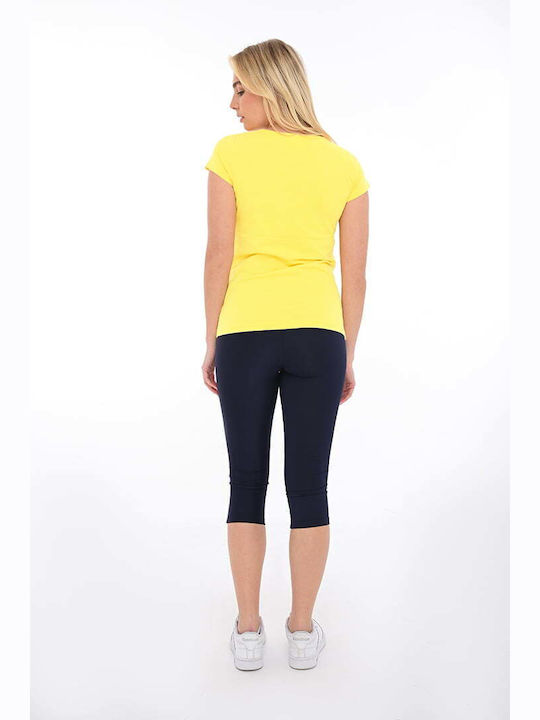 Love Bluza Damă Bumbac Mâneci Scurte Love Galben