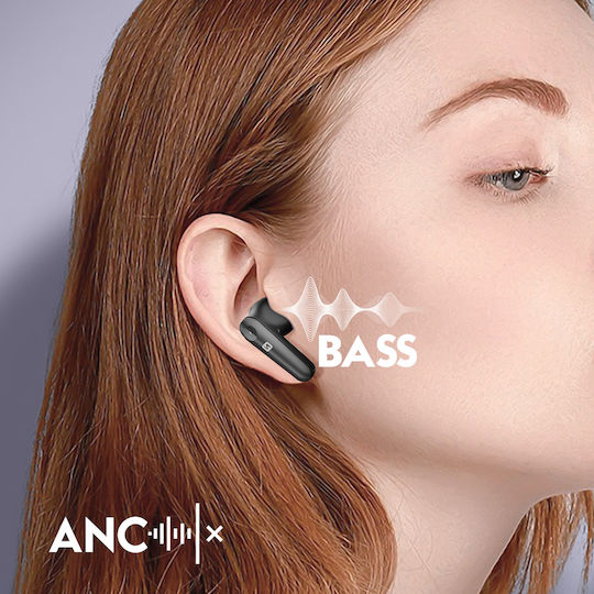 Swissten ANC Focus In-ear Bluetooth Handsfree Ακουστικά με Θήκη Φόρτισης Μαύρα