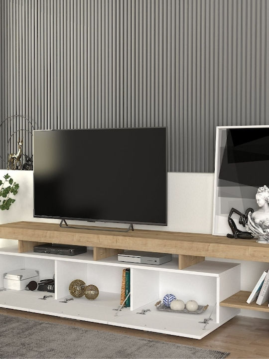 TV-Ständer Acnes Weiß - Sapphire Eiche M220xT40xH52cm