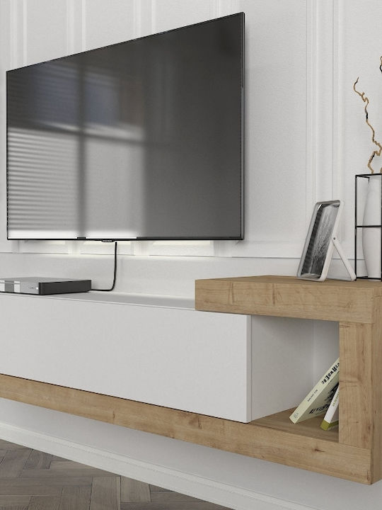 TV Stand Volare White - Sapphire Oak L150xD29.6xH38.6cm