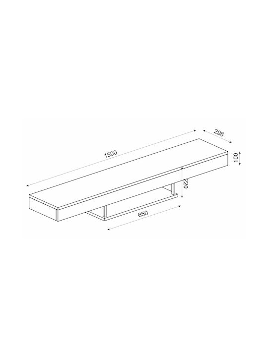 TV Stand Albares with LED Lighting Walnut L150xW29.6xH22cm