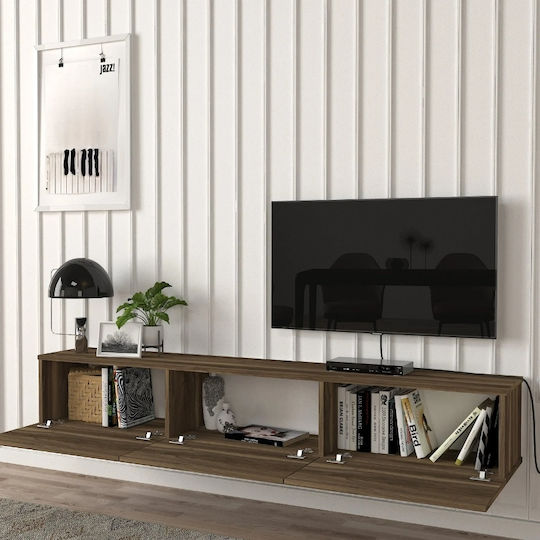 TV Stand Damla from Metal & Wood with LED Lighting Walnut L180xW29.5xH29.5cm