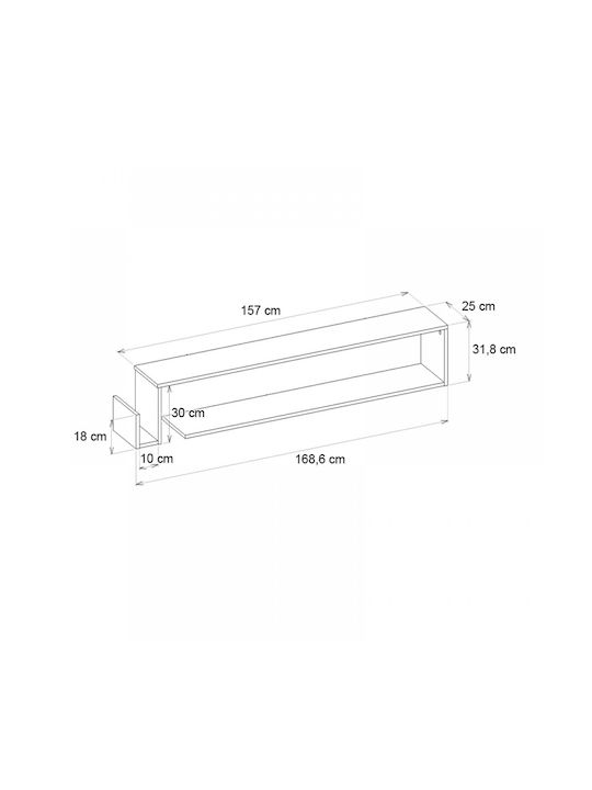 Έπιπλο Τηλεόρασης Regnar από Μέταλλο & Ξύλο Sapphire Oak Μ168.6xΠ25xΥ31.8cm
