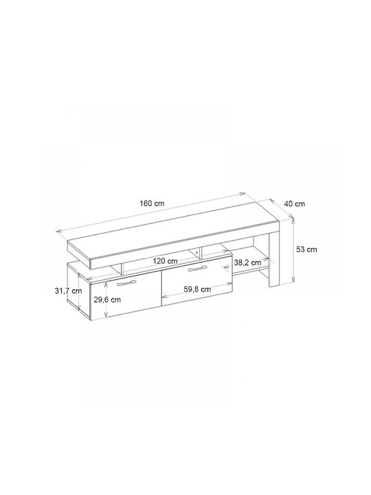 TV Stand Acnes White - Sapphire Oak M160xD40xH53cm