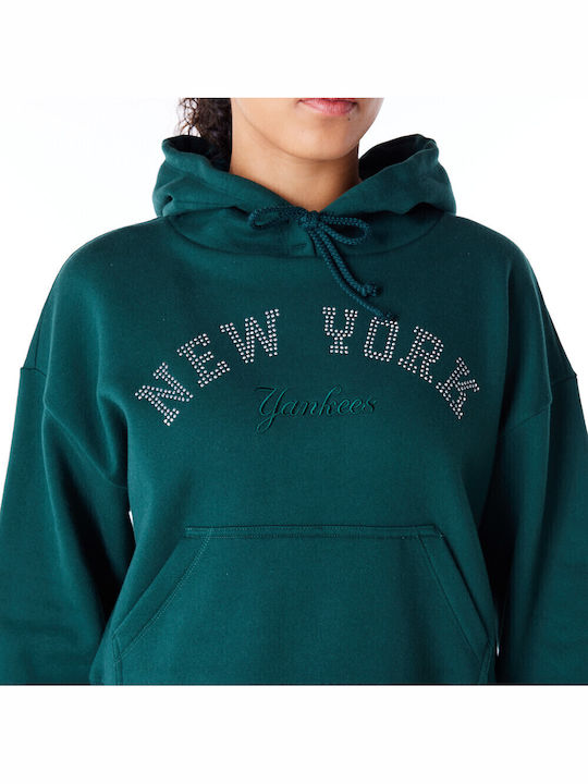 New York Yankees Cropped Women's Sweatshirt Hooded Dark Green