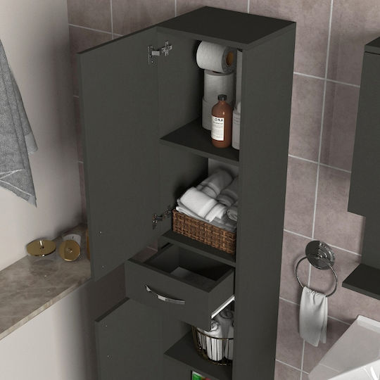 Megapap Selina Floor Bathroom Column Cabinet L35xD31xH179cm Gray