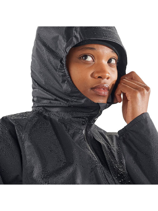Bonatti Women's Running Short Sports Jacket Waterproof for Winter with Hood Black