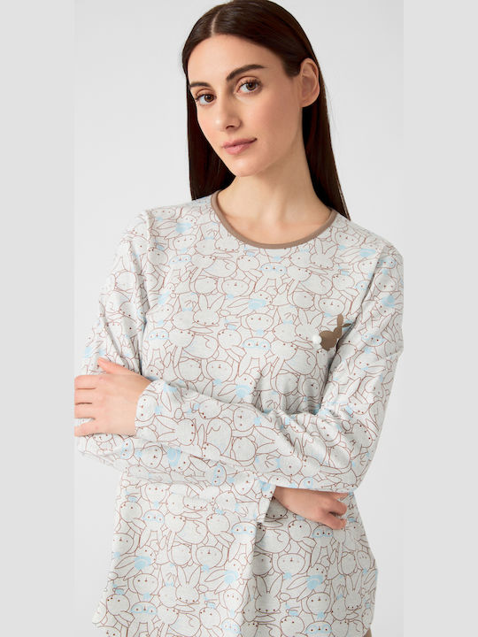 Minerva Winter Damen Pyjama-Set Brown Bunny