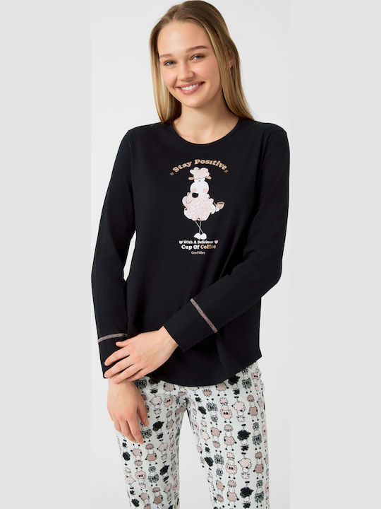 Minerva Winter Women's Pyjama Set Black Sheeps s
