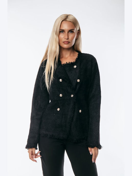 Dress Up Women's Cardigan with Buttons Black