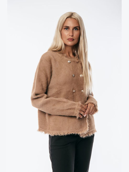 Women's Cardigan with Buttons Beige