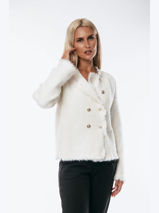 Women's Cardigan with Buttons White