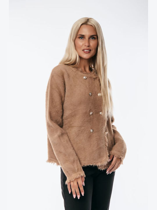 Women's Cardigan with Buttons Beige