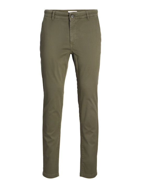 Trousers Chino Elastic in Slim Fit Olive Night (khaki)