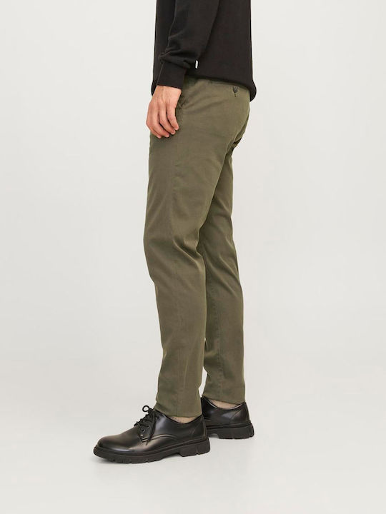Trousers Chino Elastic in Slim Fit Olive Night (khaki)