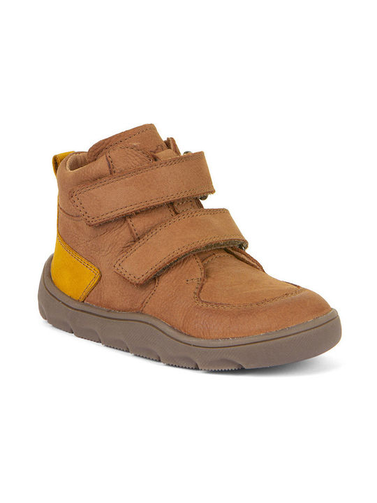 Lederne Kinderstiefeletten mit Klettverschluss Tabac Braun