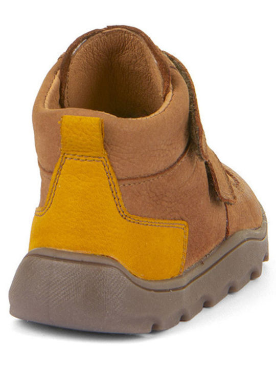 Lederne Kinderstiefeletten mit Klettverschluss Tabac Braun