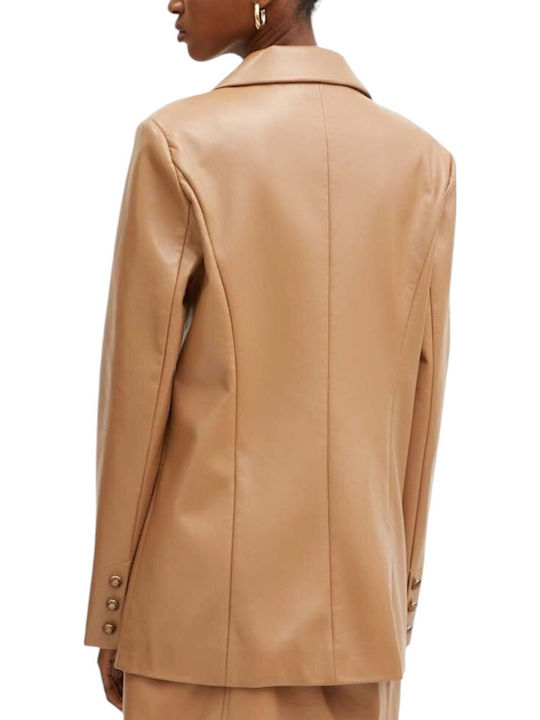 Guess Lang Damen Leder Blazer Desert Storm