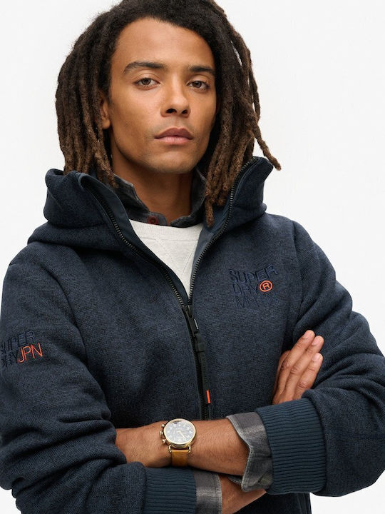 Superdry Men's Sweatshirt Jacket with Hood Sea Blue