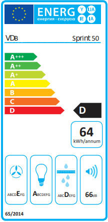 VDB Sprint 50 Șemineu Hotă 50cm Inox