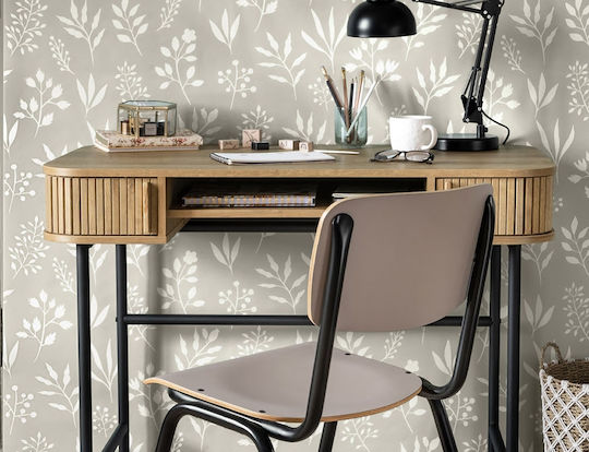 Birou Colva Din Lemn Bej Cu Picioare Metalice 105x60x76cm
