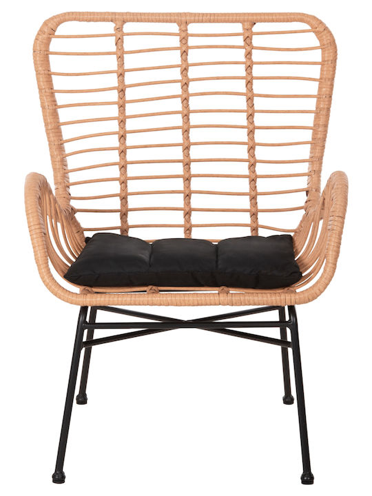 Fotoliu de exterior Rattan Allegra Beige-Black cu pernă 66x59x90cm
