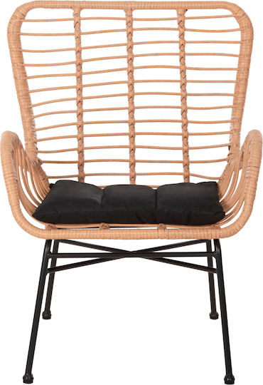 Outdoor Armchair Rattan Allegra Beige-black with Cushion 66x59x90cm