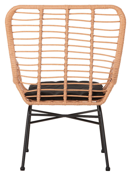 Fotoliu de exterior Rattan Allegra Beige-Black cu pernă 66x59x90cm