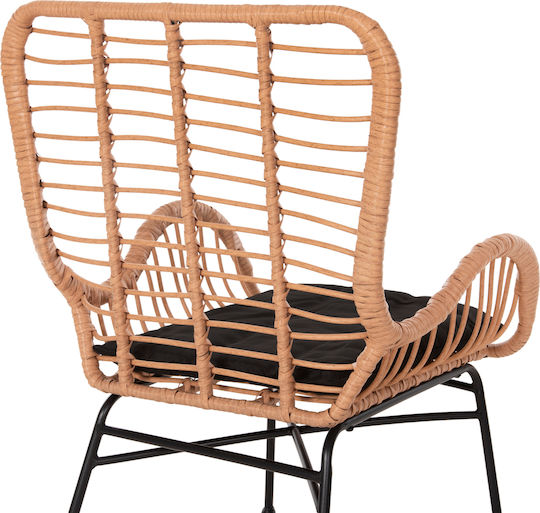 Outdoor Armchair Rattan Allegra Beige-black with Cushion 66x59x90cm