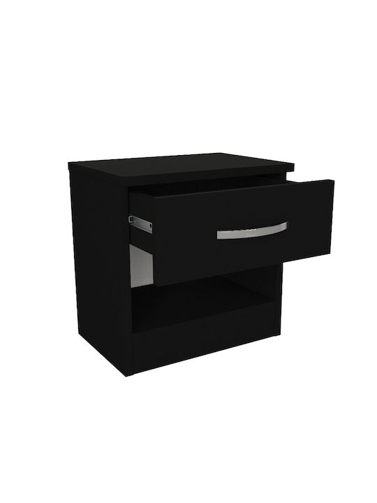 Κομοδίνο Lube Ξύλινο Μαύρο 40x28.2x40cm