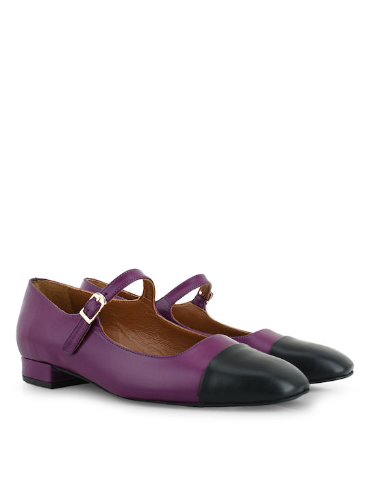 Tsakiris Mallas Leather Ballerinas Purple