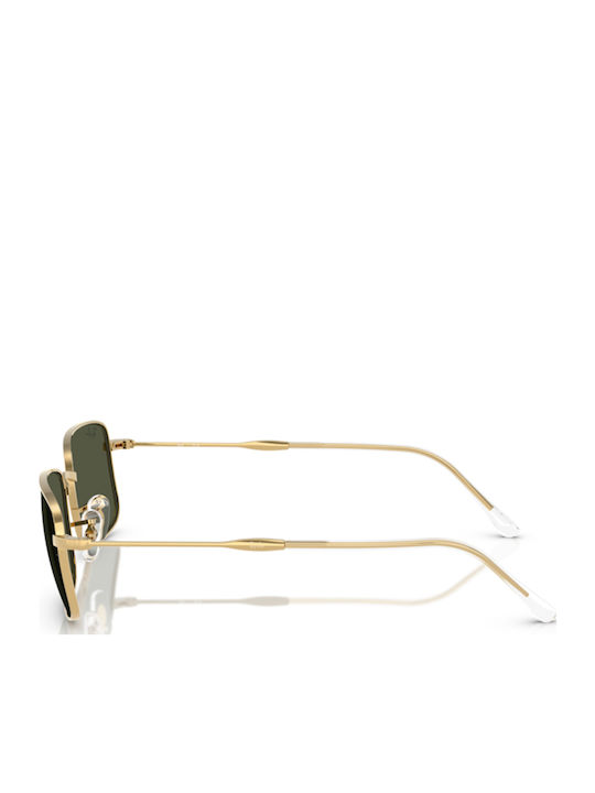 Ray Ban Unisex Sunglasses with Gold Metal Frame and Green Lens