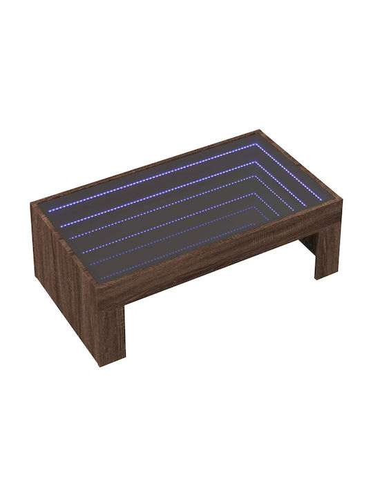 Rectangular Coffee Table Wooden with LED Brown Oak L90xW50xH30cm.